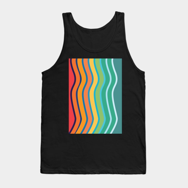 Vibrant Retro Color Waves Graphic Design Tank Top by CityNoir